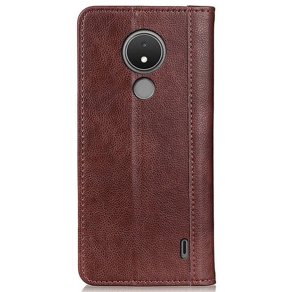 Ekte lærdeksel med magnetisk lukking for Nokia C21 - Brun Brown