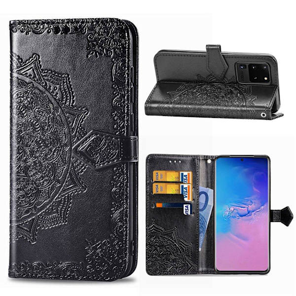 Mandala Samsung Galaxy S20 Ultra Flip kotelot - Musta Black