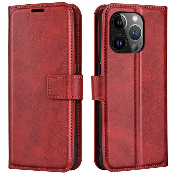 Læretui med Lommebok til iPhone 15 Pro - Rød Red