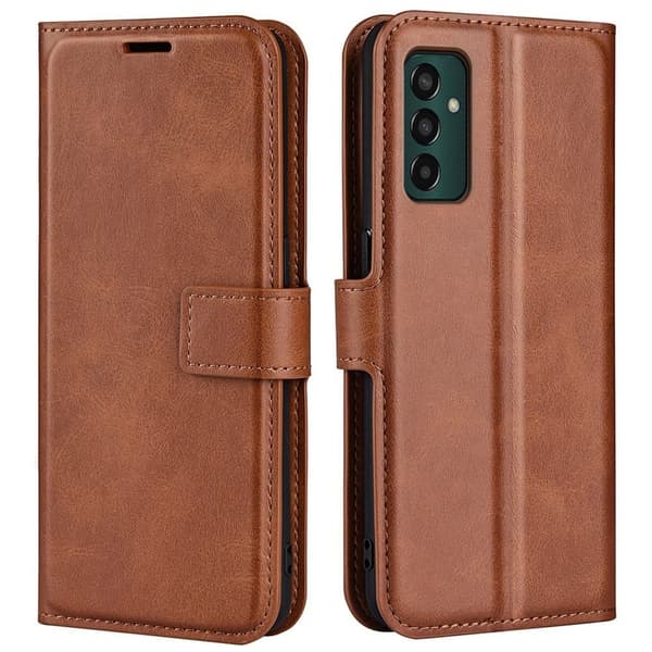 Hållbart konstläder Samsung Galaxy M13 4G fodral med plånbok - Brun Brun