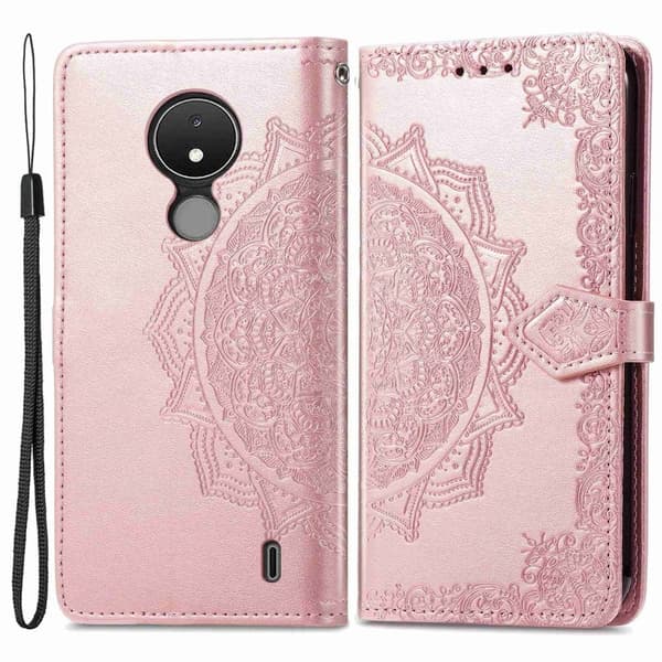 Mandala Nokia C21 Flippetui - Rose Gull Pink