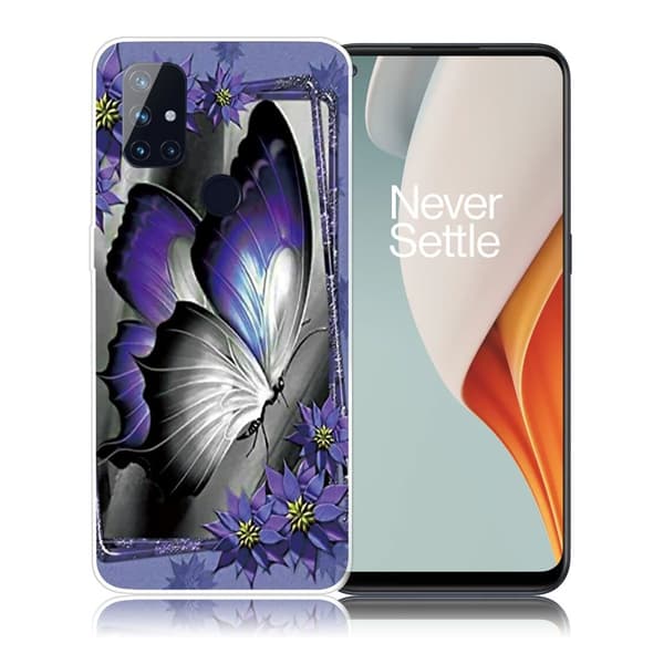 Butterfly OnePlus Nord N100 nahkakotelo - Kaunis Perhonen Purple