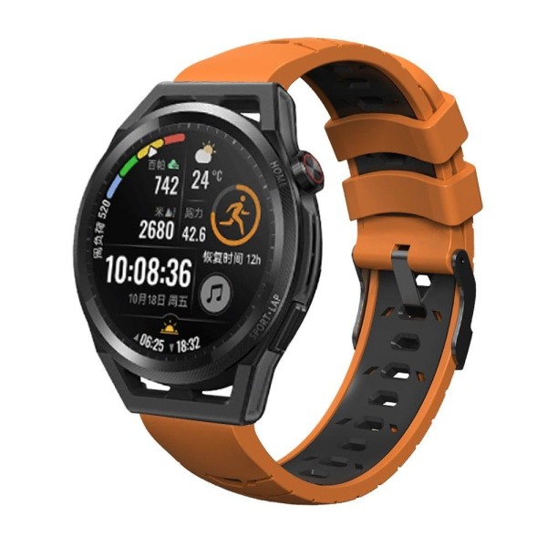 Samsung Galaxy Watch 5 (44mm) / (40mm) / Pro klockarmband i silikon med trapezhål - Orange Svart Orange