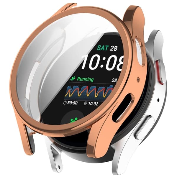 Samsung Galaxy Watch7 44mm Galvaniserad Flexibel Klockfodral Flexibel Full Täckning - Roséguld Rosa