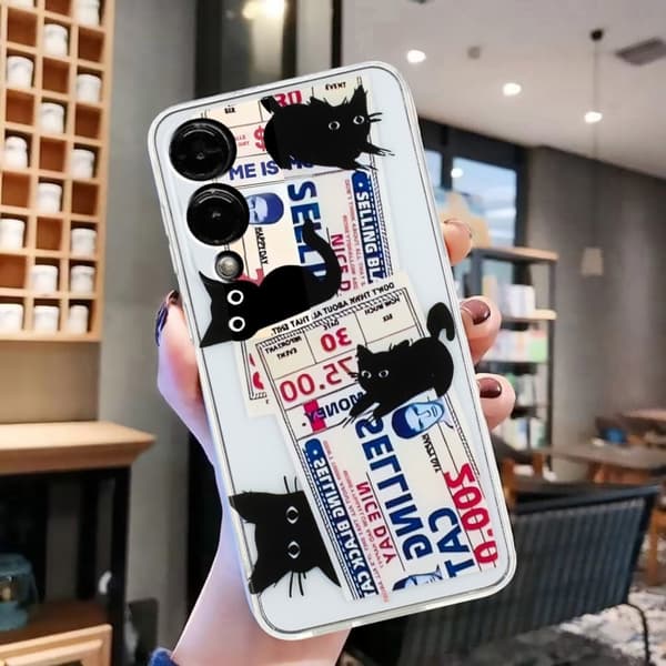 Samsung Galaxy S25 Edge Etui Blødt fleksibelt telefonbagcover Mønsteret - Sorte Katte Black