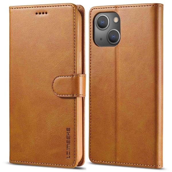 LC.Imeeke läder iPhone 14 fodral - Brun Brun