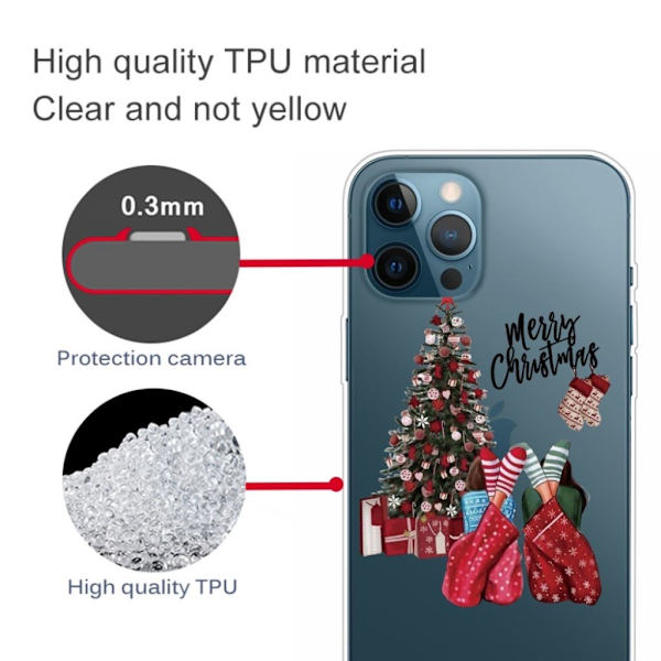 Fleksibelt bagcover til iPhone 12 Pro Max med julemønstertryk - Gaver Multicolor