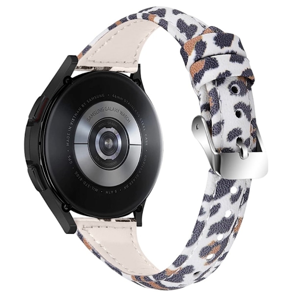 Haylou Solar LS05 / Xiaomi Mi Watch Color coolt klockarmband i äkta läder med leopardstruktur - Vit Brun / Leopard multifärg