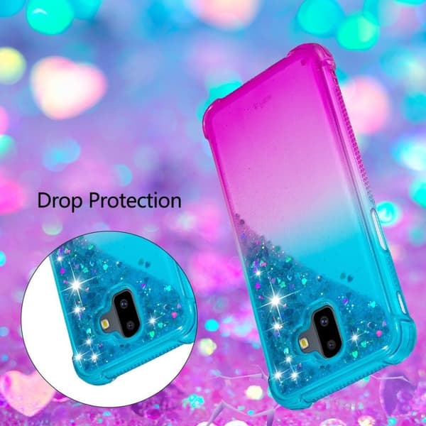 Samsung Galaxy J6 Plus (2018) Gradient Etui - Cyan / Lilla Multicolor