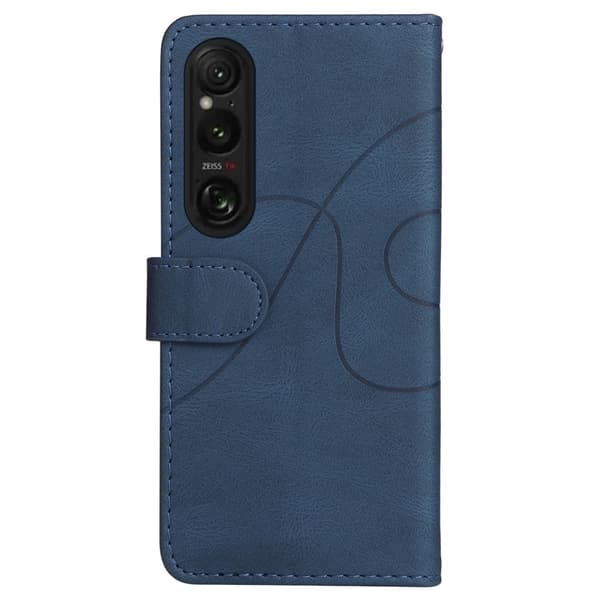 Teksturert læretui med stropp for Sony Xperia 1 VI - Blå Blue