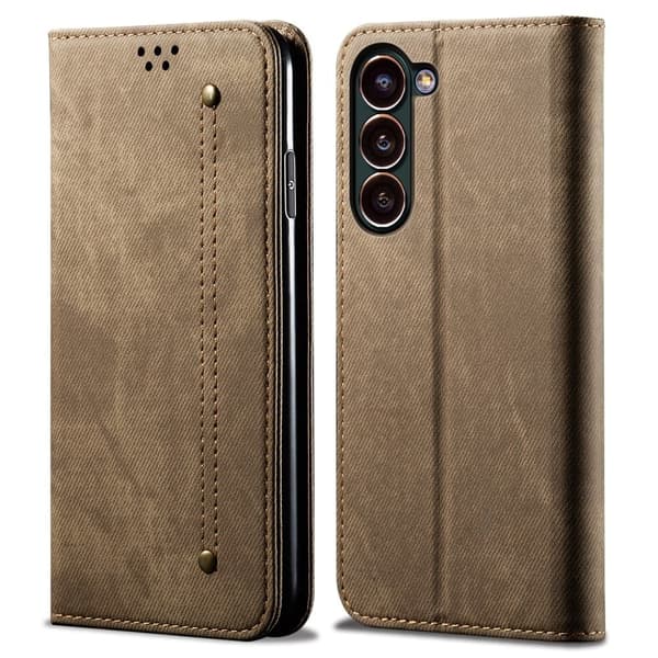 Jeans Samsung Galaxy S23 Plus Flip Etui - Khaki Brown