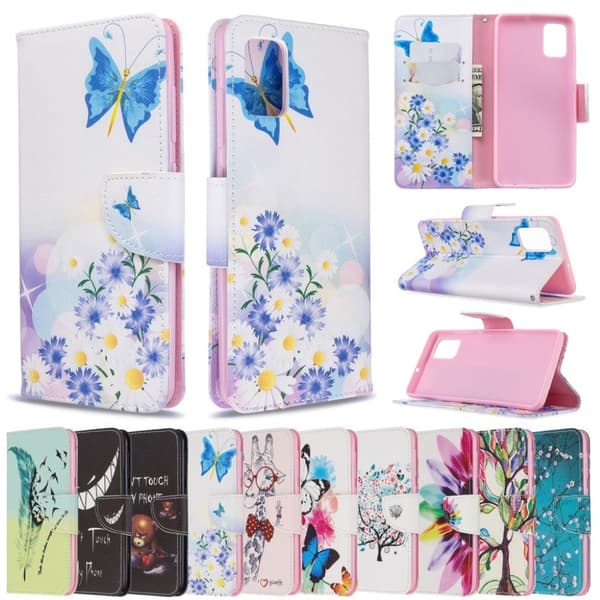 Wonderland Samsung Galaxy A51 etui – Blå Sommerfugl og Blomster Multicolor