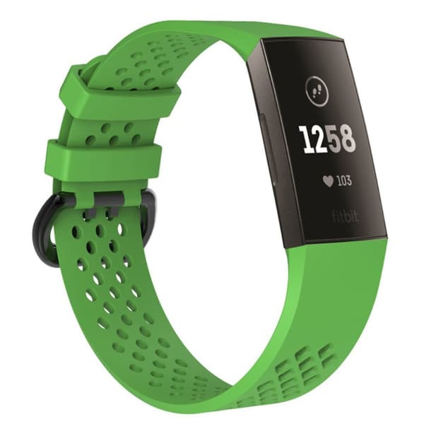 Fitbit Charge 3 erstatnings urrem i silikome med sportsdesign - Str. L, Grøn Green