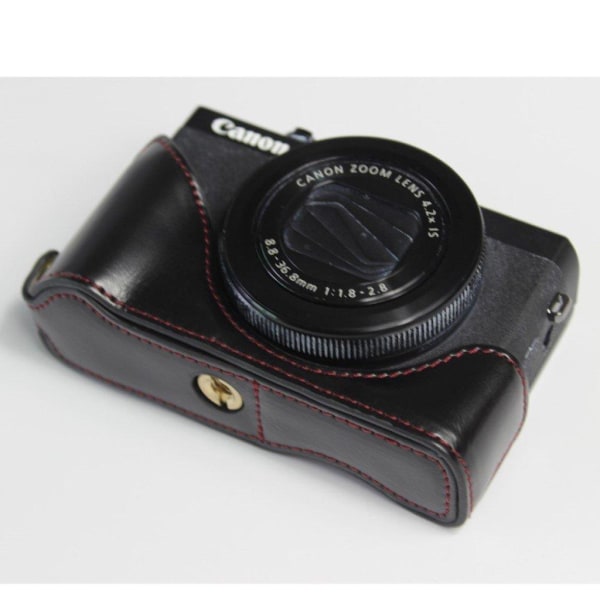 Canon PowerShot G7 X Mark II durable leather case - Black Svart