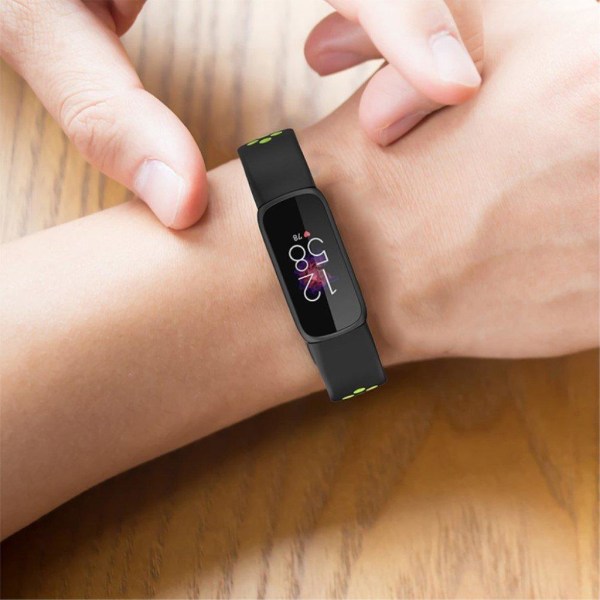 15.4mm Fitbit Luxe bi-color silicone watch strap - Black / Pink Pink