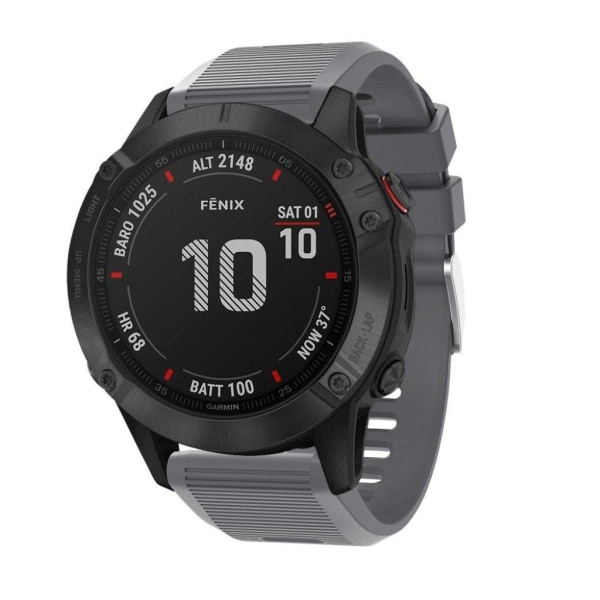 Garmin Fenix 6X silikonikellonauha - Harmaa Silver grey