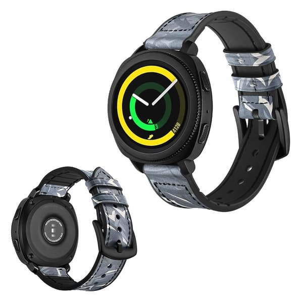 Samsung Gear Sport -kellon nahkaranneke - Harmaa Silver grey