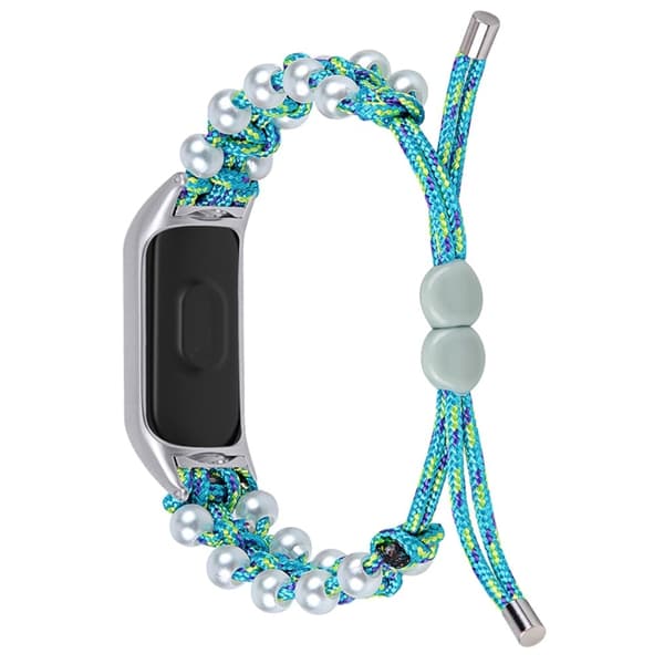 Xiaomi Mi Smart Band 4 / 3 flätat klockarmband med pärldekor - Blå Blå