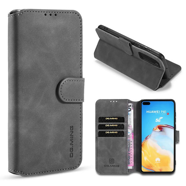 DG.MING Huawei P40 Retro Etui - Grå Silver grey