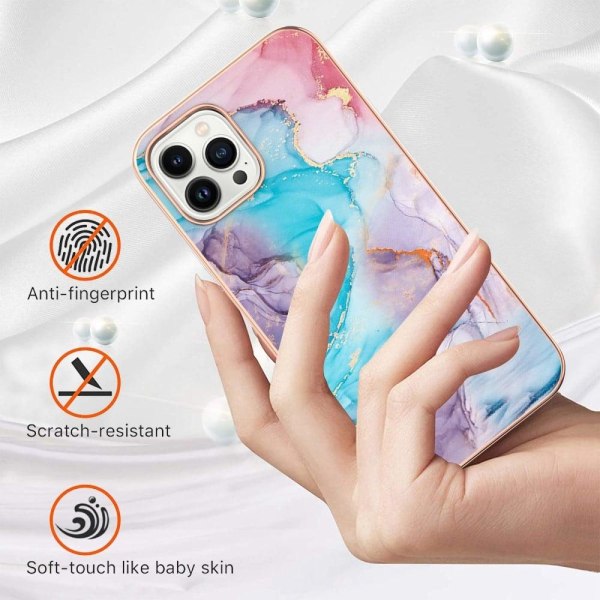 Marble design iPhone 14 Pro cover - Mælkevejen Marmor Blå Multicolor
