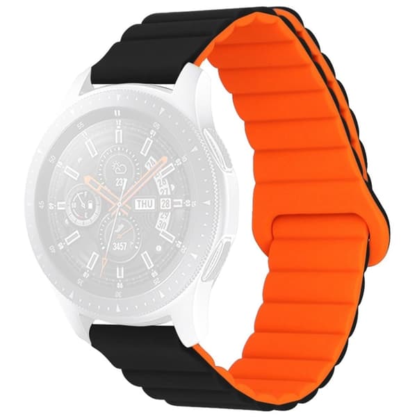 20mm universaali silikoninen ranneke - Musta / Oranssi Black