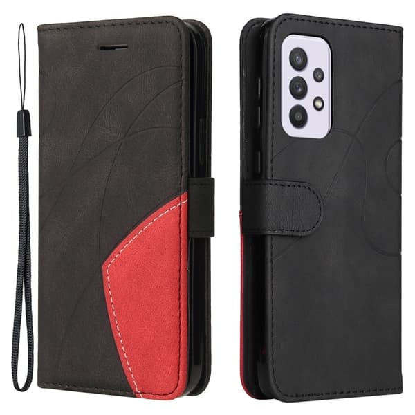 Teksturert læretui med stropp for Samsung Galaxy A33 5G - Svart Black