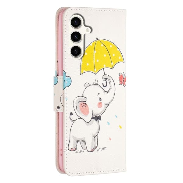 Wonderland Samsung Galaxy S23 Fe Flippetui - Paraply og Elefant Red