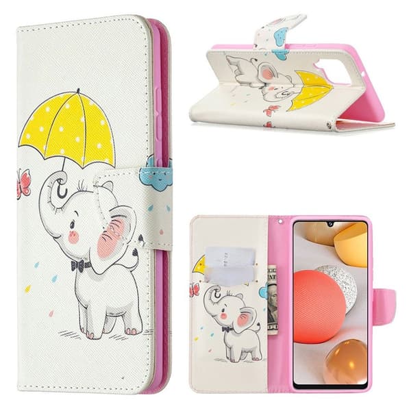 Wonderland Samsung Galaxy A42 5G Flippetui - Elefant White