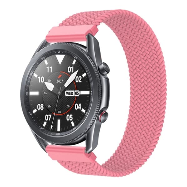Samsung Galaxy Watch 3 (45 mm) elastisk nylon-urrem - Lyserød Størrelse: Xs Pink