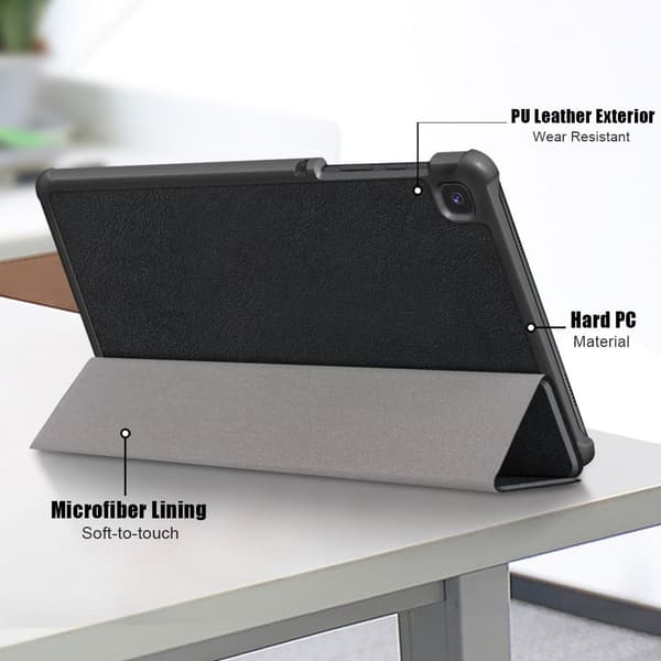 Samsung Galaxy Tab A7 Lite kolminkertainen nahkainen kotelo - Musta Black