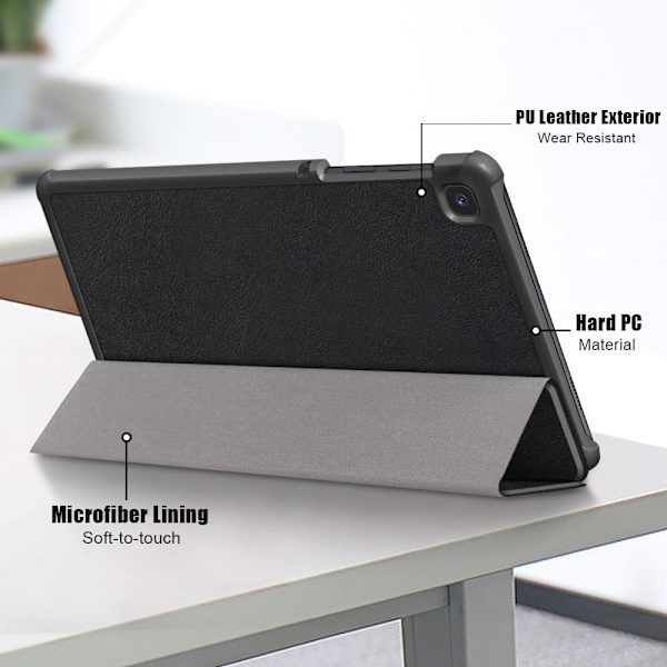Samsung Galaxy Tab A7 Lite tri-fold læder flip cover - Sort Black