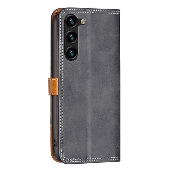 BINFEN kaksivärinen nahkakotelo Samsung Galaxy S23 Plus - Musta Black