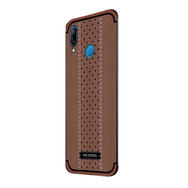 Huawei P20 Lite NXE Muovinen Takasuoja Kuori Pinnoitettu Synteetti Nahalla - Ruskea Brown