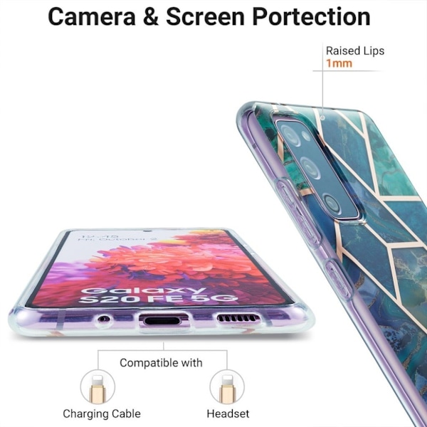 Marble Samsung Galaxy S20 FE 5G / S20 Fe Etui - Blå Blue