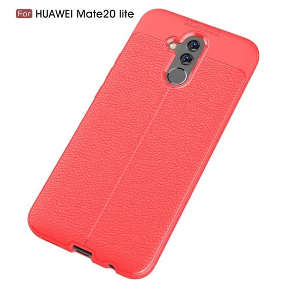 Huawei Mate 20 Lite mobilskal av silikon med litchifrukt textur – Röd Röd
