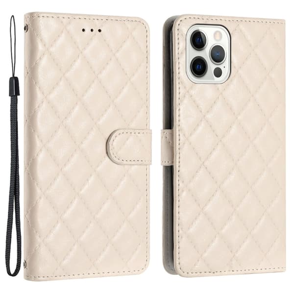 Toimiva rombinen lompakkokotelo iPhone 16 Pro Max - Beige Brown