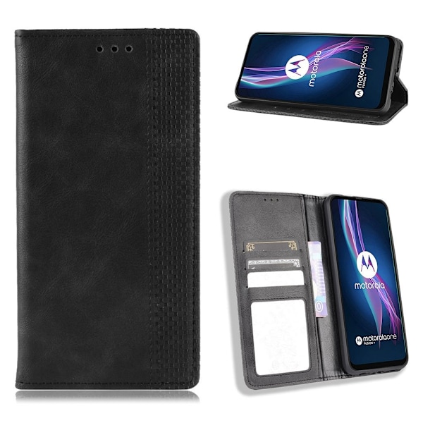 Bofink Vintage Motorola One Fusion Plus nahkakotelo - Musta Black