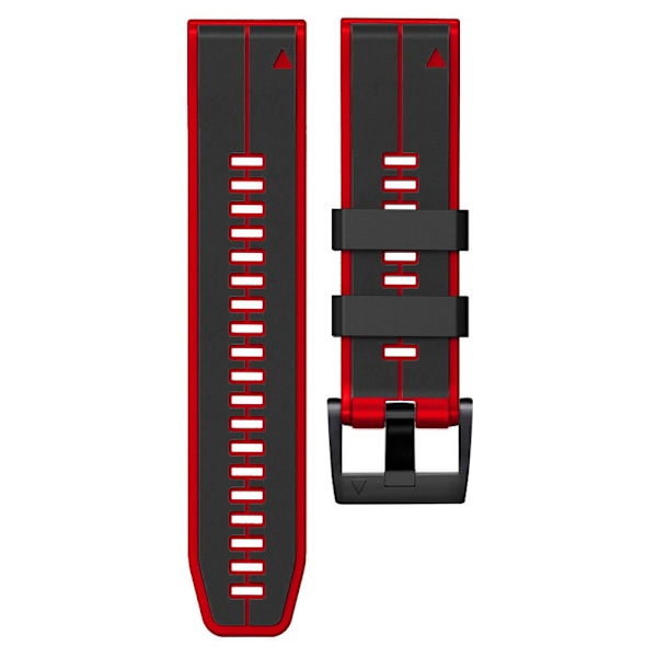 26mm kaksivärinen silikoninen kellohihna Garmin-kelloon - Musta / Punainen Red