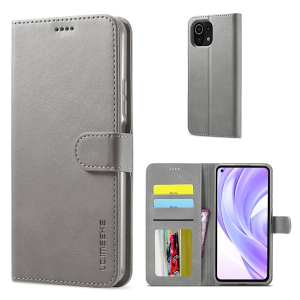 LC.Imeeke Xiaomi Mi 11 Lite 5G / 11 Lite Flippetui - Grå Silver grey