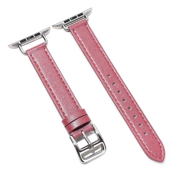 Apple Watch (45 mm) klockarmband i enkelt läder - Ros Rosa
