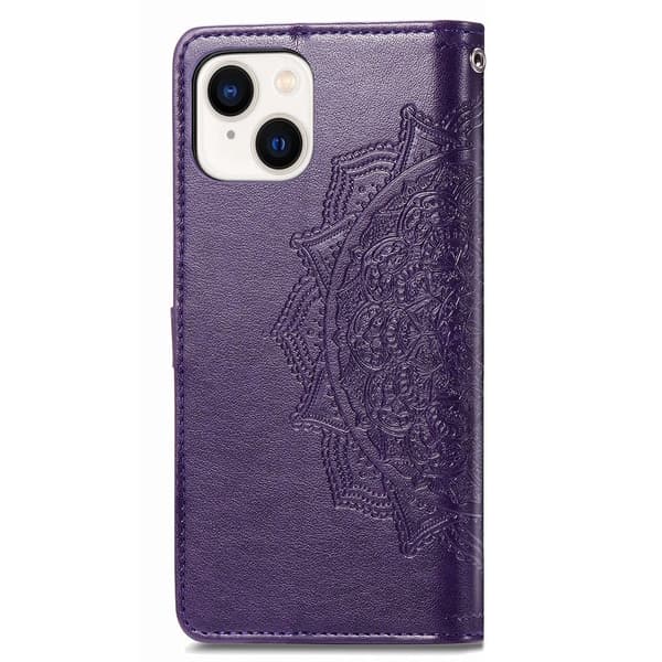 Mandala iPhone 15 Plus Flippetui - Lilla Purple
