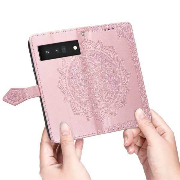 Mandala Google Pixel 6 Pro Flippetui - Rose Gull Pink