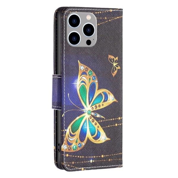 Wonderland iPhone 14 Pro Max flip etui - Smykke Sommerfugl Black