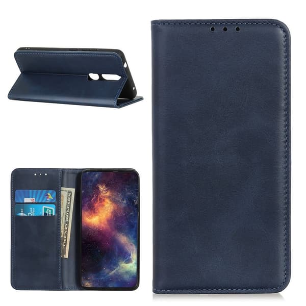 Lompakko-style Aitoa Nahkaa Läppäkotelo For Nokia 2.4 - Sininen Blue