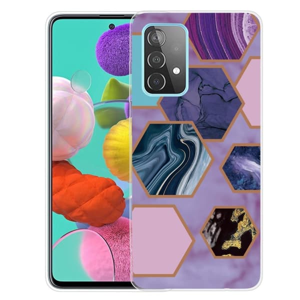 Deco Samsung Galaxy A73 skal - Hexagoner I Lila Bakgrund multifärg
