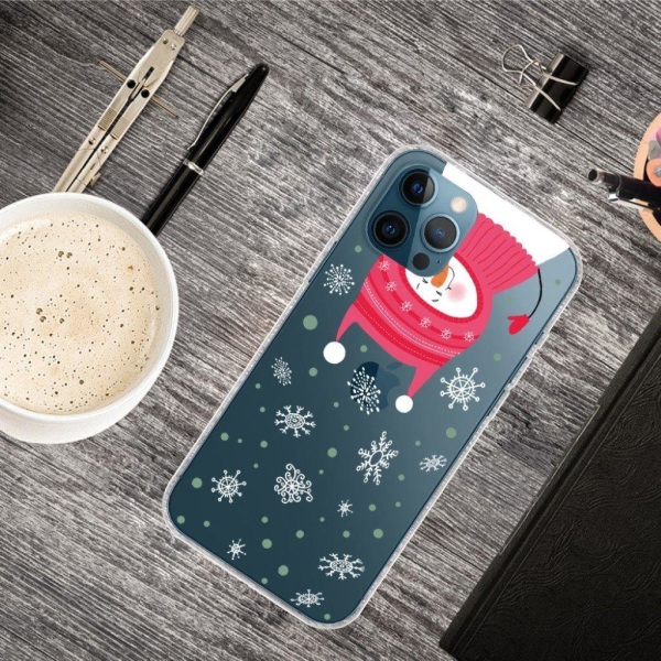 Christmas iPhone 12 Pro Max case - Snowman and Snowflakes Red