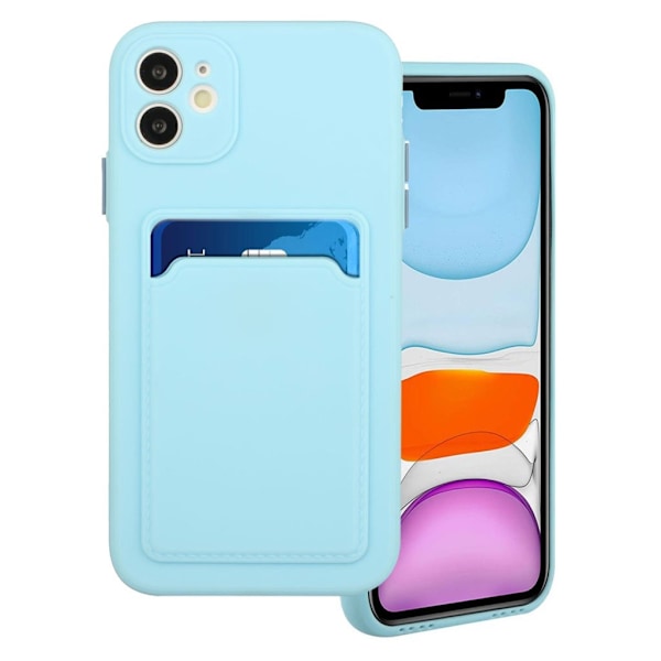 Card Holder Deksel til iPhone 12  - Babyblå Blue