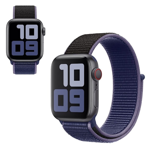 Apple Watch Series 5 40mm solid farve nylon urrem - Sort / Mørkeblå Blue