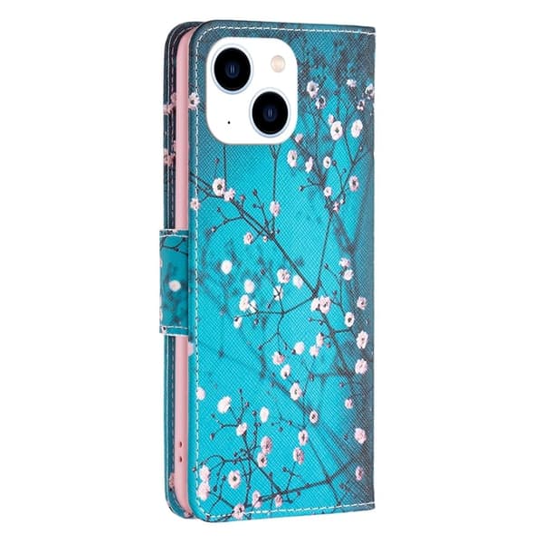 Wonderland iPhone 15 flip etui - Blommeblomst Blue