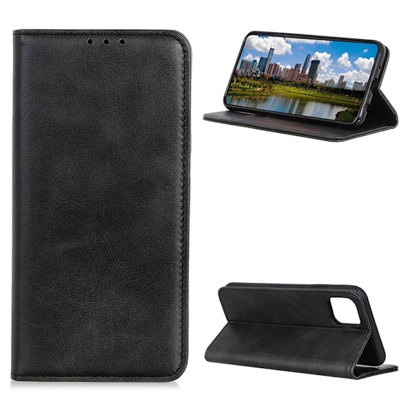 iPhone 12 Pro / iPhone 12 flip etui i ægte læder med pung – Sort Black